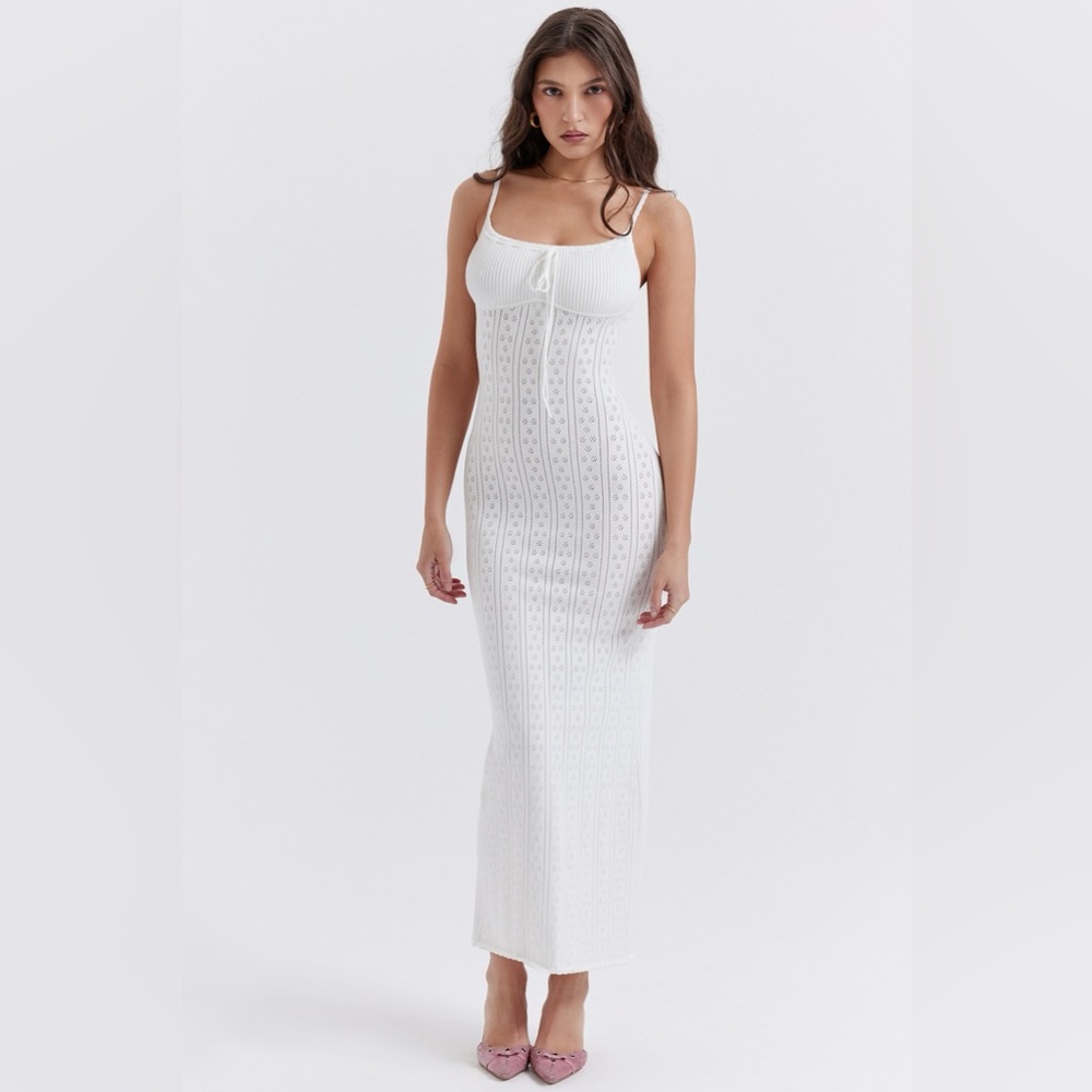 House of CB MYLA White Knit Maxi Dress women’s size XS NWT - Picture 9 of 16